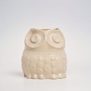 Pot ceramic Owl matte beige